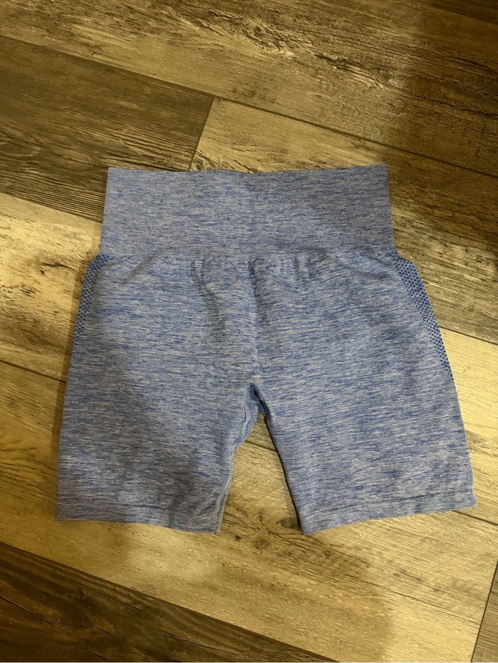 Seamless Heathered Light Blue Workout Shorts
